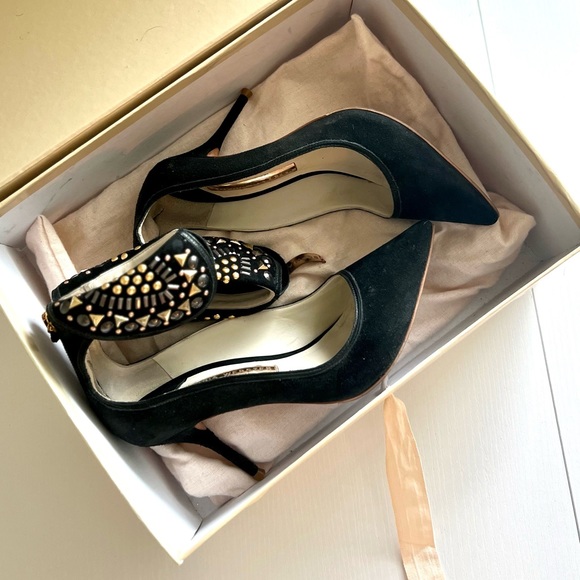 Sophia Webster Leandra Suede Ankle-Collar Pump, Black - size 36.5 - Picture 3 of 8